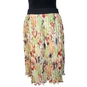 LIKE MYNDED Size Small Floral Pleated Elastic Waist Lined Cadence Midi Skirt